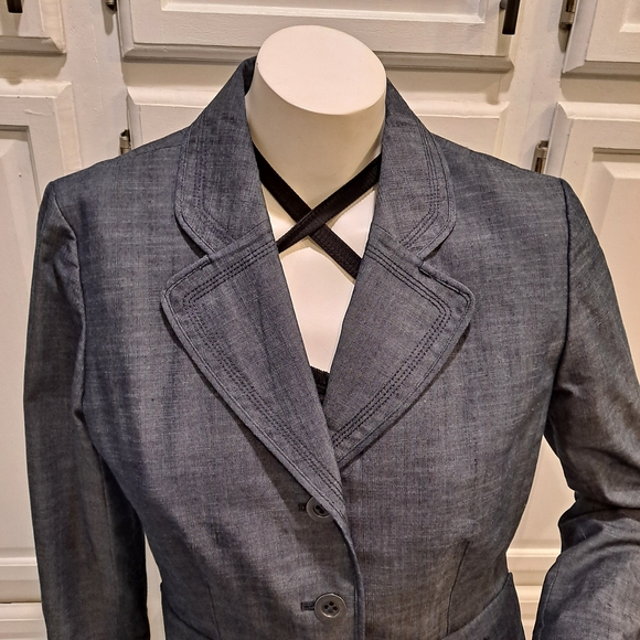 LOFT Dark Blue Gray Button Down Tailored Blazer Jacket - Picture 3 of 9